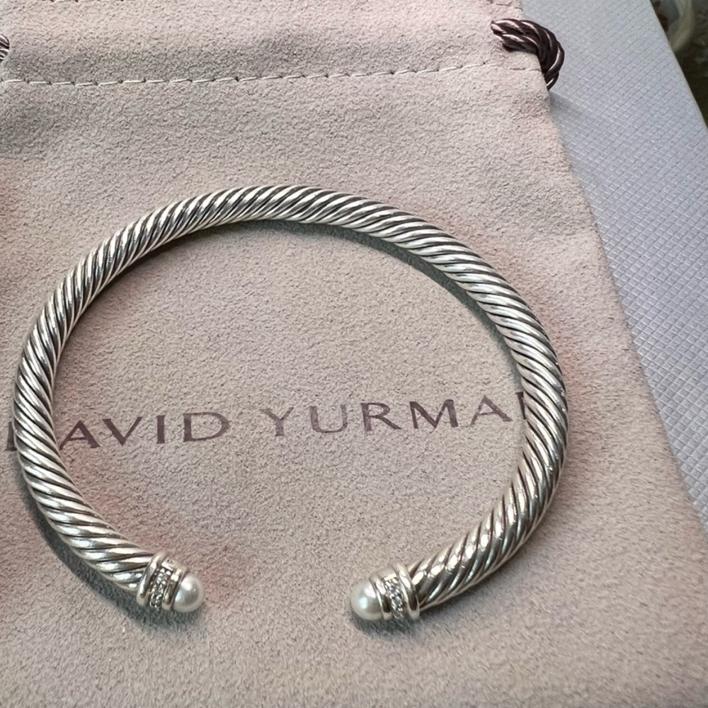 David Yurman Cable Classics Bracelet in Sterling Silver with Pearls & Di…